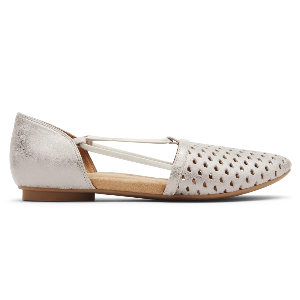 Zapatos Bajos Rockport Mujer Mexico - Reagan Perforated Blancos - THMCL6518